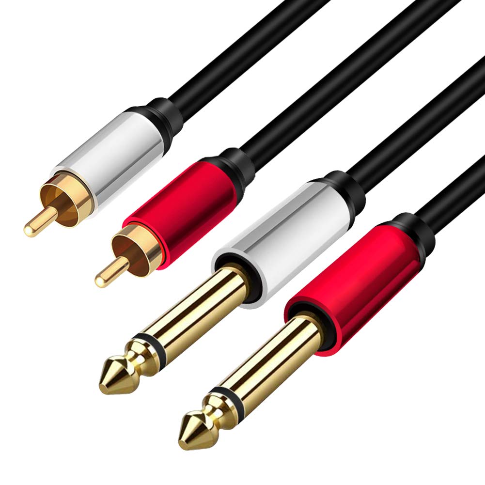 Yeung Qee 2 x 6.35 mm to 2RCA Cable,Dual 1/4 inch TS Stereo Jack Male to 2 RCA Male Stereo Audio Cable Splitter Adapter (5M)