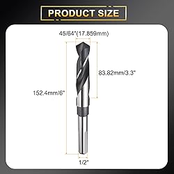 HARFINGTON 45/64" Drill Bit 1/2" Reduced Shank