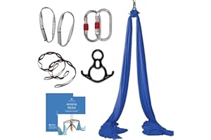 aum active Aerial Silks Starter Kit - Durable 9 Yards of Aerial Yoga Hammock with Hardware & Guide - Aerial Swing for Acrobatic Flying Yoga & All Levels (Aerial Rigging Point Up to 13ft)