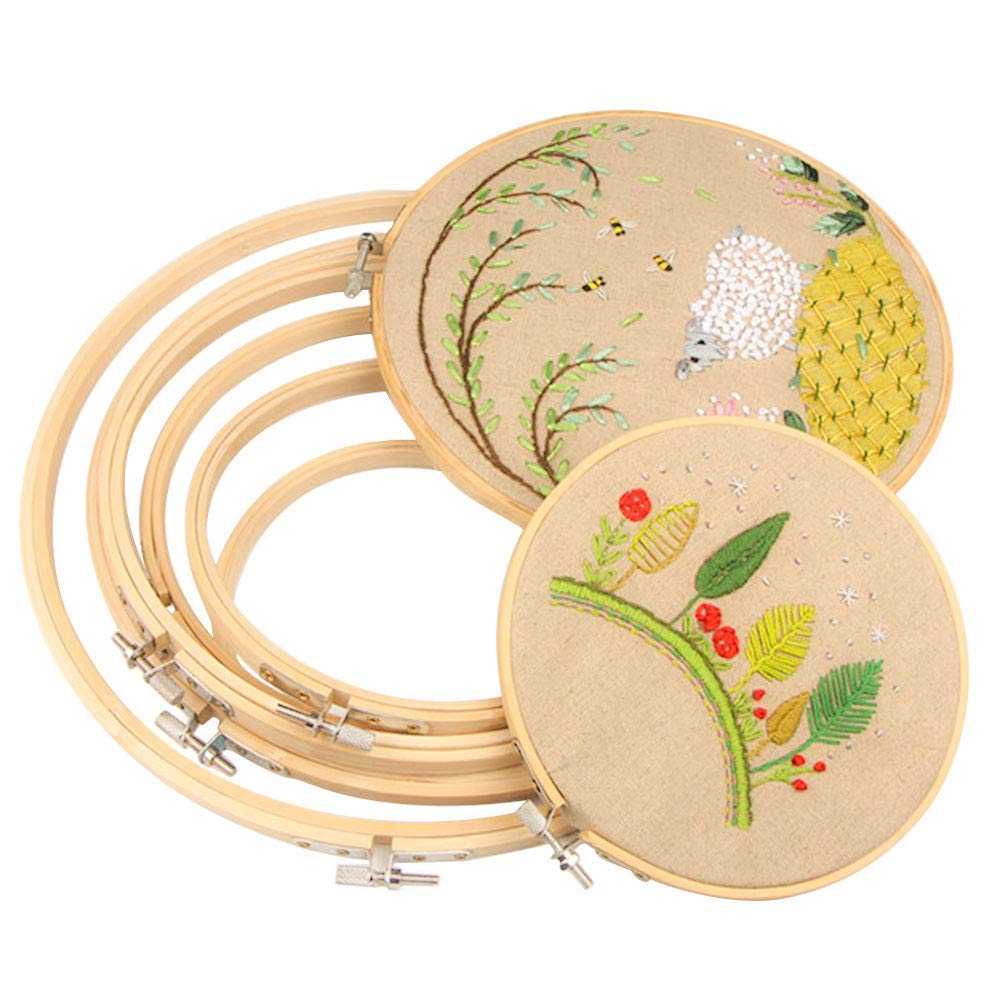 5 Cercles à Broder En Bambou - 13 à 26 Cm - Pour Point De Croix Et Broderie Main