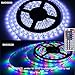 LED Strip Lights 32.8ft/10M SMD3528 Waterproof Multicolor Flexible RGB Strip Kit 600leds Color Changing+44Key IR Remote+24V 3A Power Supply