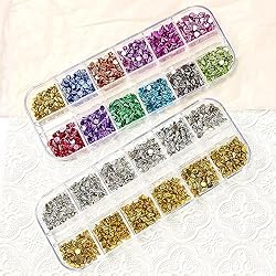 DANNEASY 2 Boxes/24 Grid Punk Nail Charm Mix-color