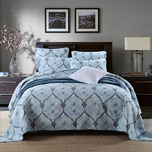 Unimall Super King Quilted Bedspread Throw 100 Cotton Patchwork Quilt