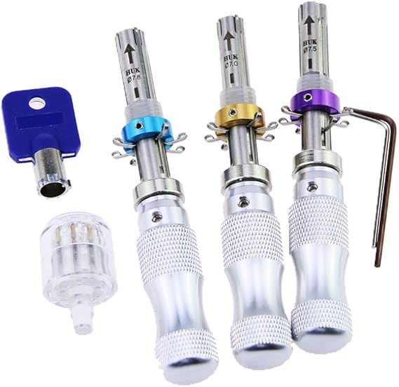 Suoyigou3 Piece Tubular Lock Pick Set + 1 Transparent 7 Pins Tubular