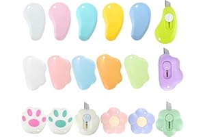 18 Pcs Mini Box Cutter Retractable Utility Knife, Cute Letter Opener Envelope Slitter, Assorted Colors Cloud Flower Opener, P