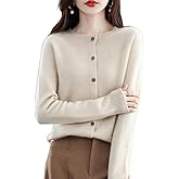 RUCPUW 100% Merino Wool Sweaters Women's Fall Winter Warm Soft Knitted Crew Neck Cardigan Turtleneck Long Sleeves