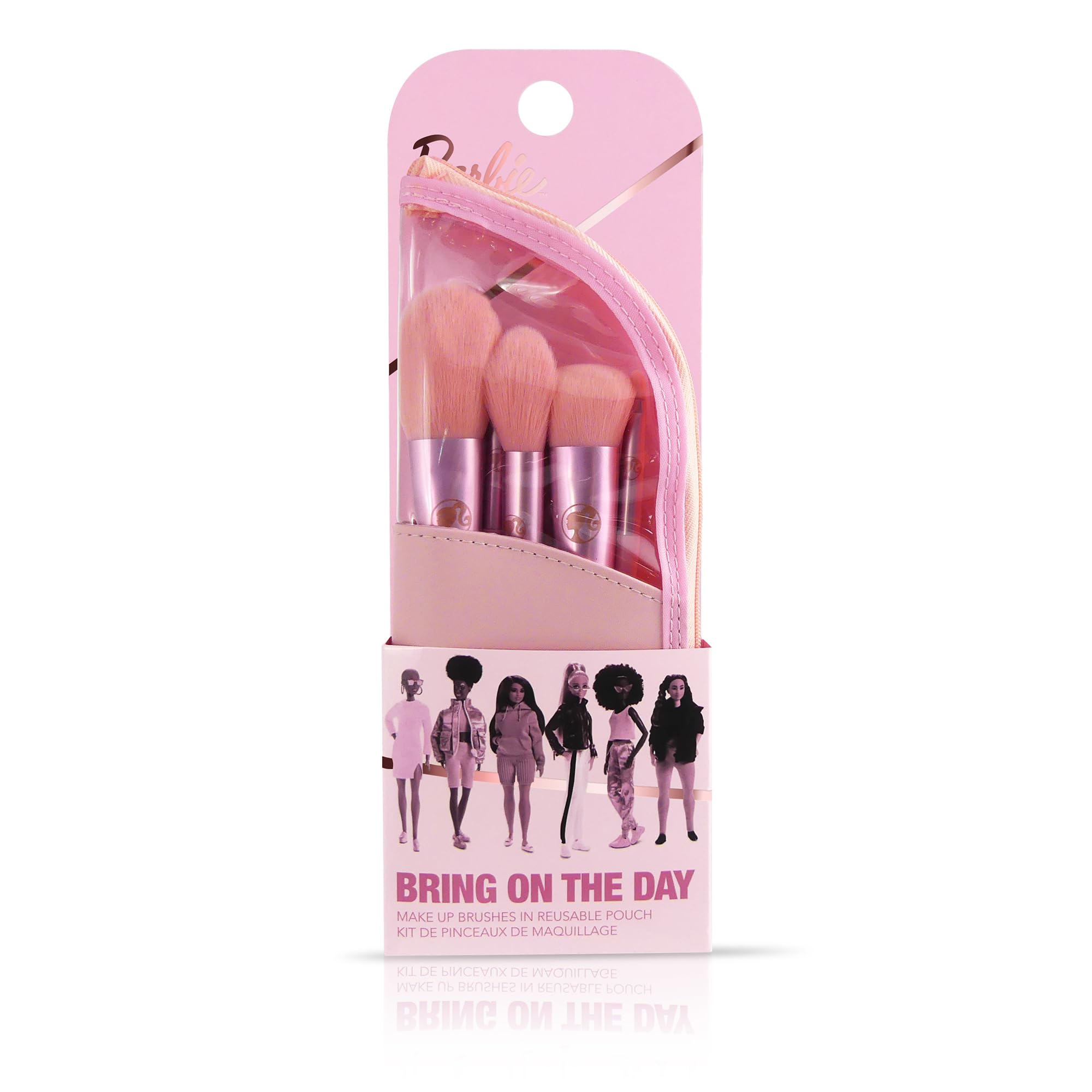 Barbie Make-Up Brushes 6Pcs - Travel Pouch - Powder, Foundation, Blusher, Eyeshadow, Precision
