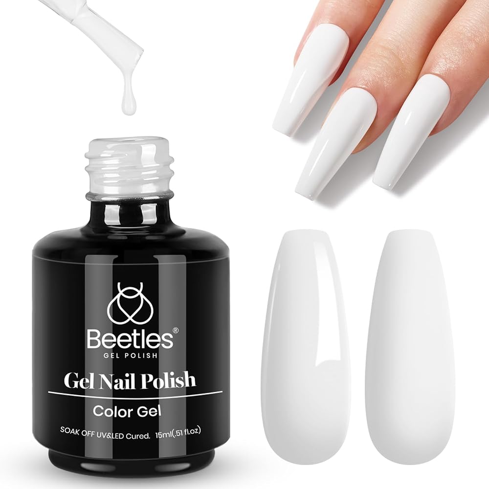 Beetles White Gel Nail Polish, 1pc 15ml White Gel Polish | All Season Soak Off UV French Nails Art Manicure Salon DIY Design