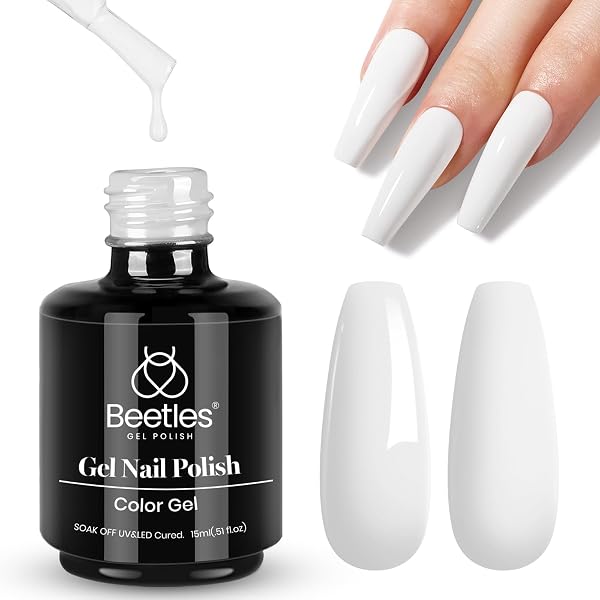 Beetles White Gel Nail Polish, 1pc 15ml White Gel Polish | All Season Soak Off UV French Nails Art Manicure Salon DIY Design