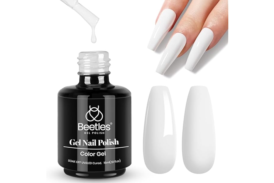 Beetles White Gel Nail Polish - 1PC 15ml White Summer Colors Gel Polish Soak Off UV French Nails Art Manicure Salon DIY Design at Home
