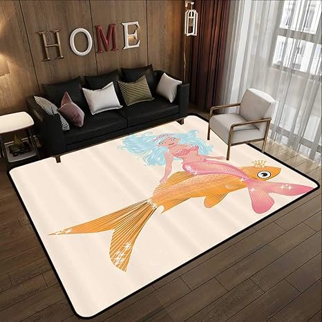 Amazon Com Kitchen Rugs Mermaid Decor Collection Smiling Little