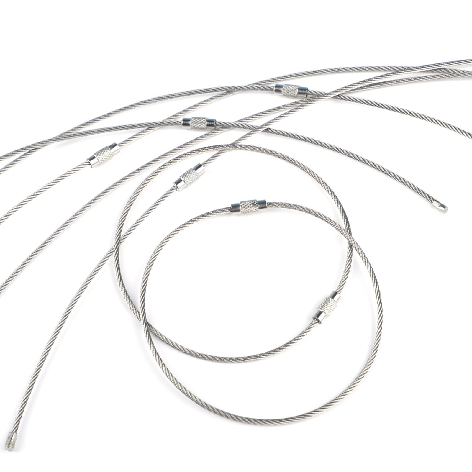 Uniclife 20 Pack 26cm Wire Keychain Cable Large Stainless Steel Key Ring Loop Holder for Outdoor Hiking Heavy Duty Connectable Luggage Tag Keeper for Sport and Travel