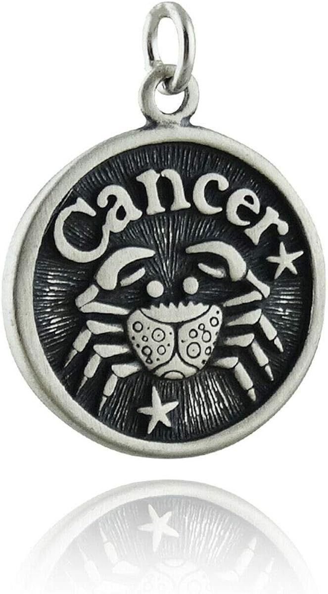 Cancer Sign Zodiac Charm w/ Imaginative Trait 925 Sterling Silver Stars Cute