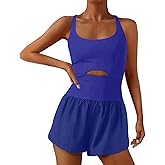 UNIANKIYA Womens Running Onesie Jumpsuits Workout Rompers One Piece Exercise Athletic Outfits Gym Yoga Clothes With Pockets