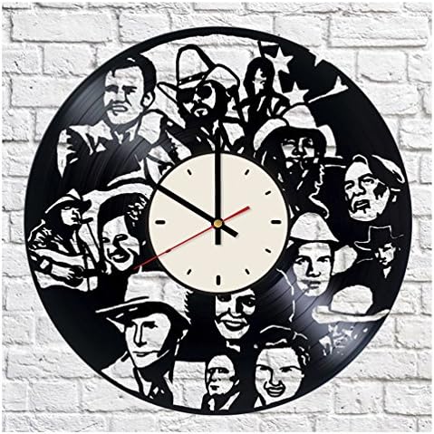 Country music ornament Johnny Cash decor vinyl record wall clock artwork gift idea for birthday, christmas, women, men, friends, girlfriend boyfriend and teens - living kids room nursery