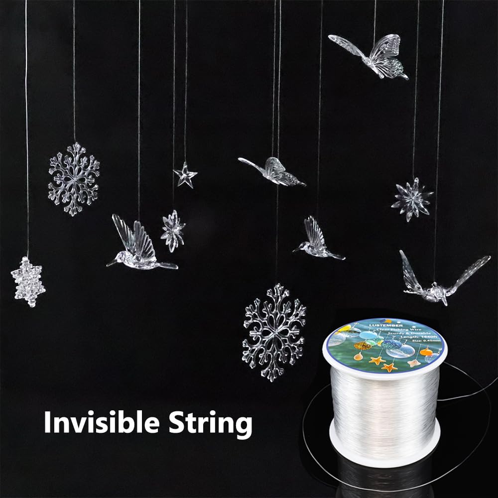 Fishing Wire, 1640 ft Clear Fishing Line, Strong Invisible String for Hanging Decorations, Balloons, Crafts, Jewelry Making, Beading, Bracelets and Necklaces