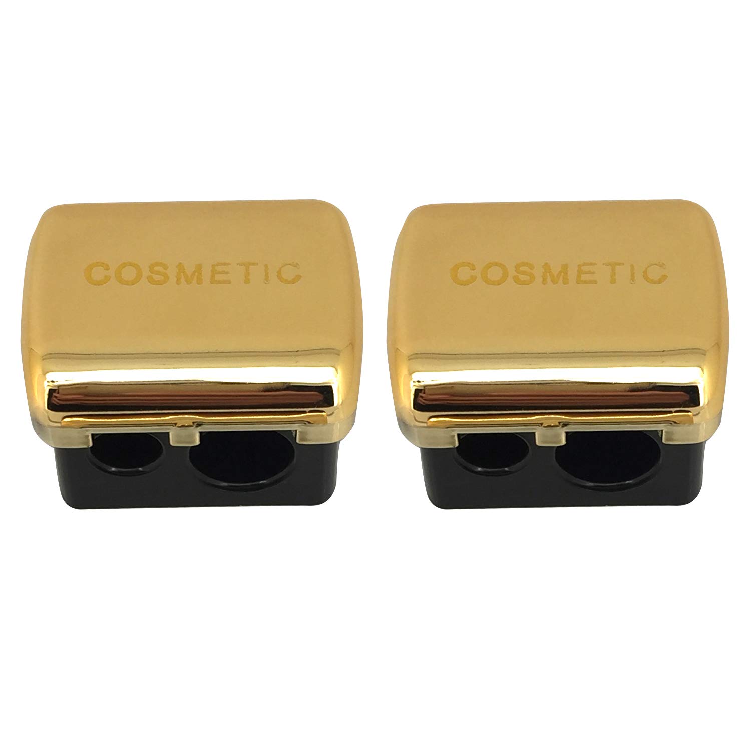JOSALINAS Dual Makeup Sharpener (2 pack) for Cosmetic Eyebrow Eyeliner Pencil, Golden : Beauty