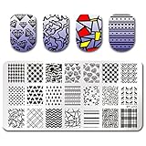 Born Pretty Nail Art Stamping Plate Stamp Template Image Plate Heart Diamond Grids BP-L013