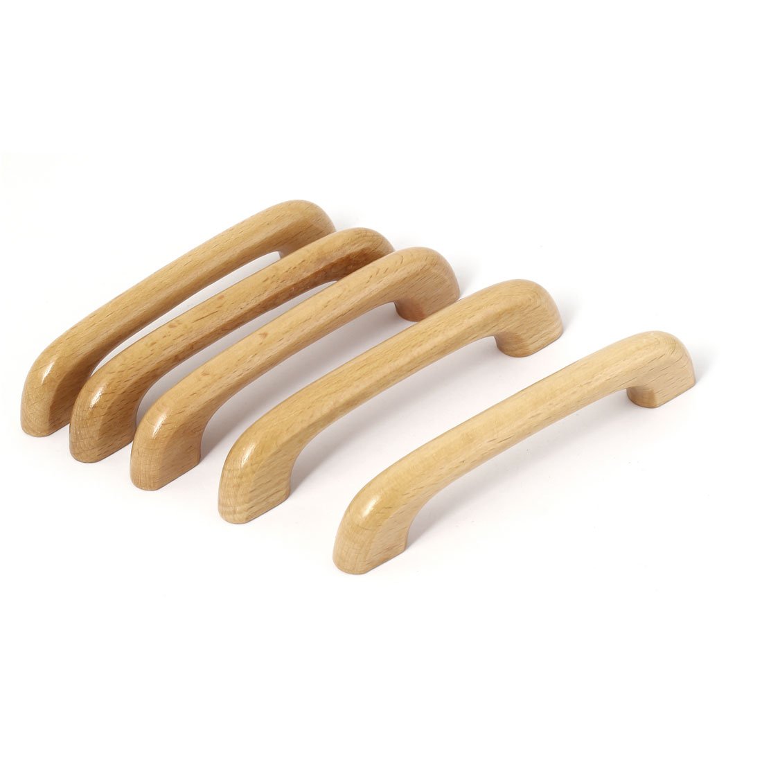 Sourcingmap 96mm Hole Spacing Screw Fixing Wooden Wood Pull Handles Beige for Dresser Drawer Wardrobe 5 Pcs