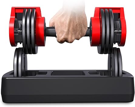 Amazon 可変式ダンベル ダイヤル 10kg セット 筋トレ器具ダンベル 筋力トレーニングダンベル Techmoo ダンベル アレー