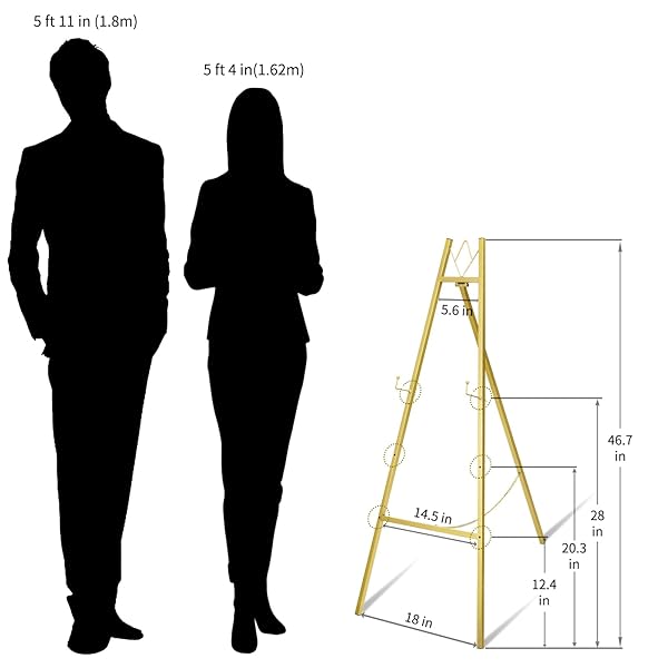 GRENTY 46.7″ GOLD EASEL STAND FOR WEDDING SIGNS – NO ASSEMBLY NEEDED, HEAVY DUTY METAL DISPLAY STAND FOR ART, WELCOME SIGNS, POSTERS, PICTURES, PAINTINGS, AND FLOOR DÉCOR