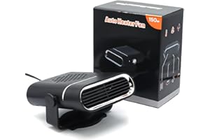FAFAAWFF Car Heater, 2-in-1 Multi-Function Portable Car Heater, 150W 12V Car Heater That Plugs into Cigarette Lighter, 360° Free Adjustment, Quick Heating Defrost and Defogging, Black