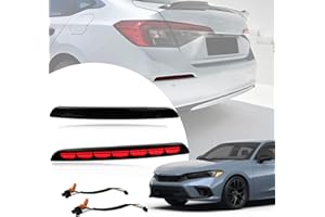 BINQIGOO Smoked Housing Full LED Rear Reflector Fog DRL Kit for Honda Civic 11th 2022-2023 Function as Sequential Turn Signal