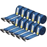 Mytee Products 10 Pack Winch Straps 4" x 27' Blue Heavy Duty Tie Down w/Flat Hook WLL# 5400 lbs - 4 Inch Cargo Control for Flatbed Truck Utility Trailer