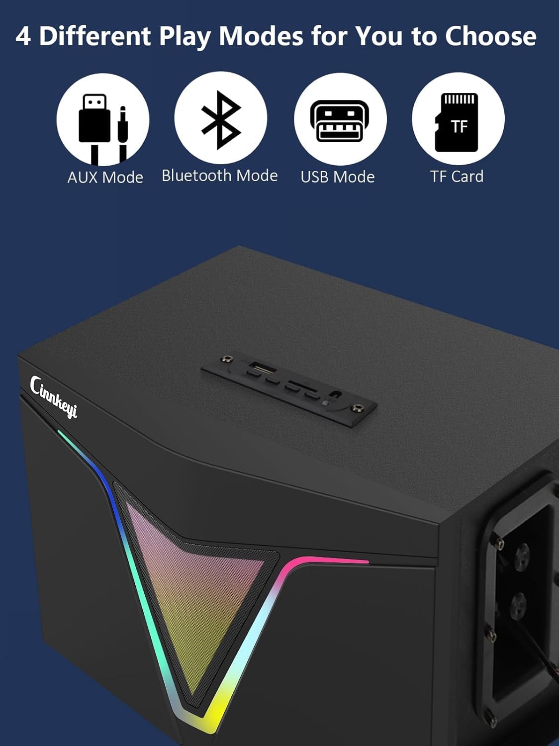 cinnkeyi 2.1 Lautsprecher-System mit Subwoofer Computerlautsprecher mit Subwoofer – PC Lautsprecher 3,5‑mm‑Audioanschluss/Bluetooth‑Eingang, Stereo Sound für PC, Laptop 5