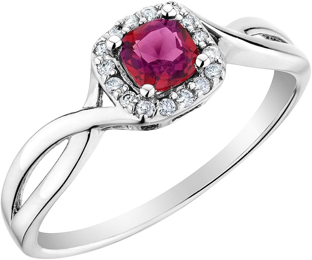 Amazon.com: Ruby Ring with Diamonds in 10K White Gold, Size 9.5: Jewelry
