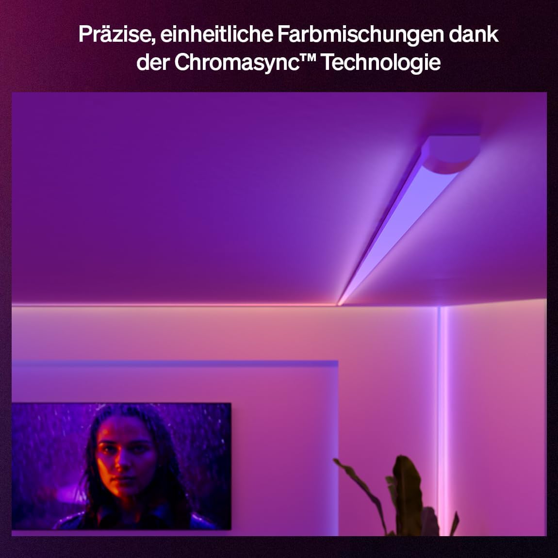 Philips Hue OmniGlow 3m Mikro LED-Lightstrip, 2700 lm, Lebendige Farben und Ambiente, Flexible Innenbeleuchtung, Gleichmäßiges Licht, Zuschneidbar, App- und Sprachsteuerung 4