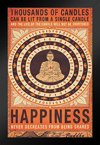 Pyramid America Thousands Candles Buddha Happiness Quote Framed Poster 14×20 inch