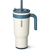 VINUR Insulated Coffee Tumbler with Handle-40 oz Stainless Steel Vacuum Leak-Proof Travel Mug Cup with Straw Lid|Holder Friendly|Gifts for Women,Cream