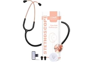 FriCARE Dual Head Stethoscope - Stethoscopes for Nurses Day - Stylish Gift with Great Sound Performance, StethoMedic Essential, Estetoscopio Backup for Home Health Use, Rose Gold Chestpiece, 29 inch