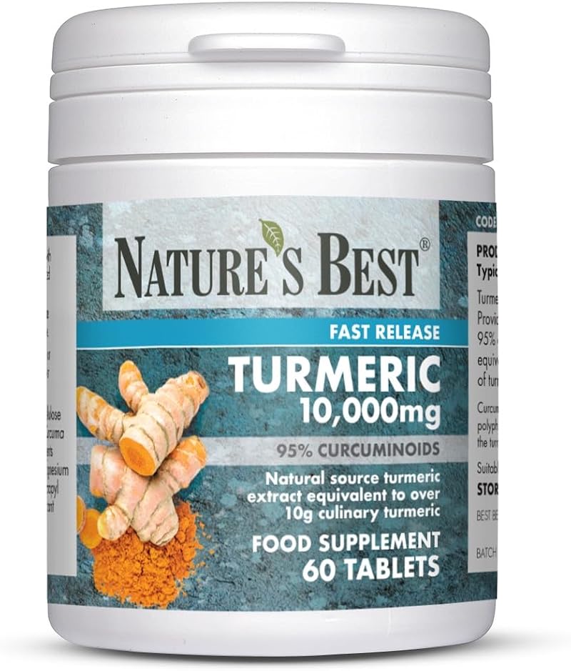 NATURE'S BEST Turmeric 10,000mg Fast Release 60 Tablets UK Made 95% Curcuminoids