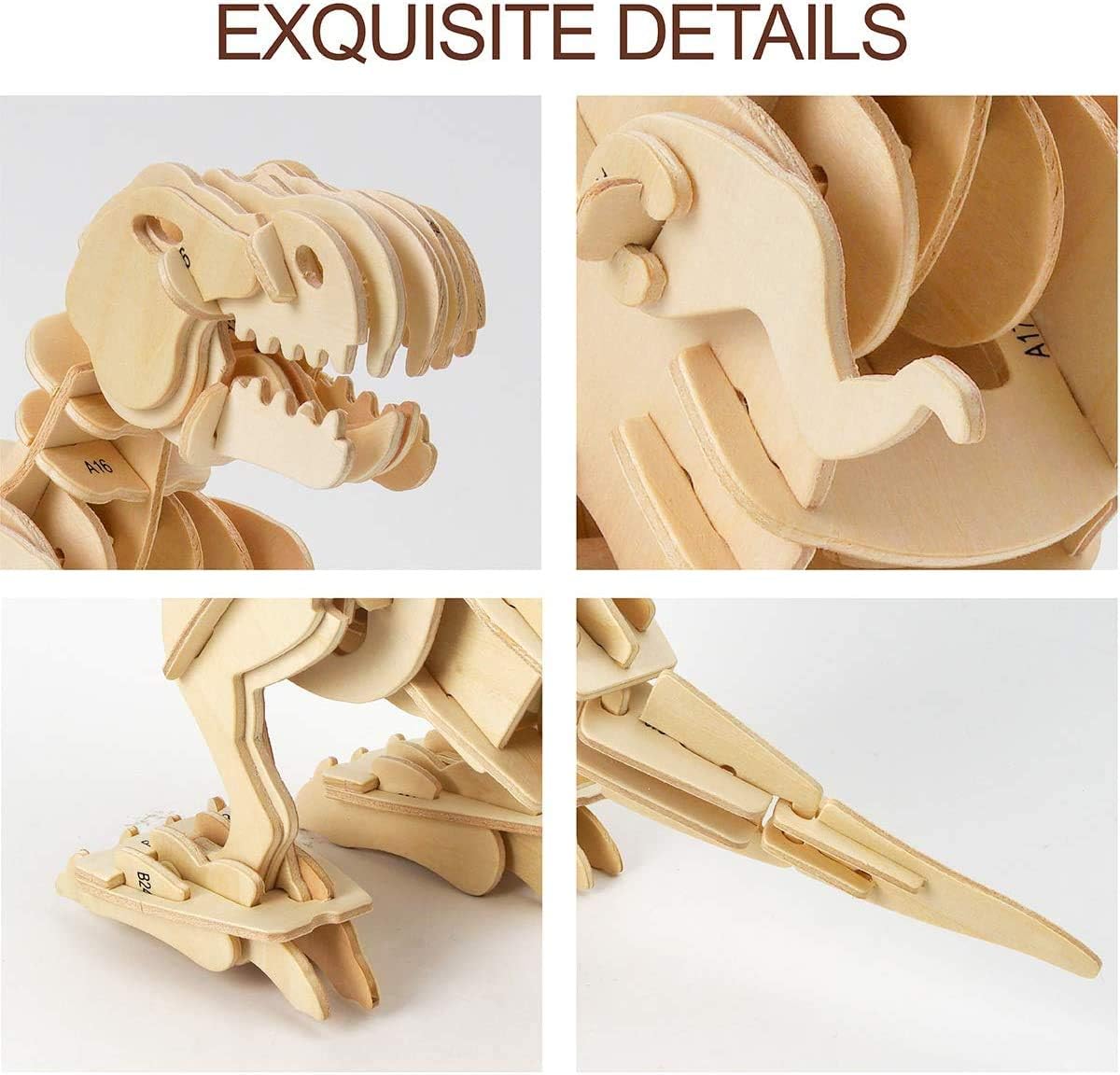 3D Wood Craft Kit Walking Robotic Dinosaur Sound Controlled Walking T ...