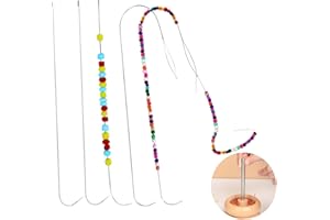 YZZYEMN 5 Pcs Bead Spinner Needles，Stainless Large Eye Curved Beading Needles，Clip-Style Beading Needles with Handle, for Beading Bracelet Necklace Jewelry Making for Clay Beads Seed Beads