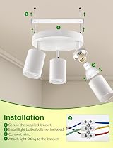 VIIIVA 3 Way Spotlight Ceiling Lights Adjustable GU10 White Round Fitting view 6