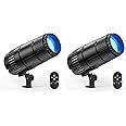 2 Pack 20W Pinspot Light with Remote,RGBWYP+Cyan LED Beam Spot Lights,Ultra Bright Mirror Disco Ball Spotlight Stage Light for DJ Disco Party Bar Club Show Wedding Children's Theater