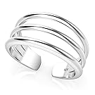 Sterling Silver 3 Row Adjustable Toe Band Ring