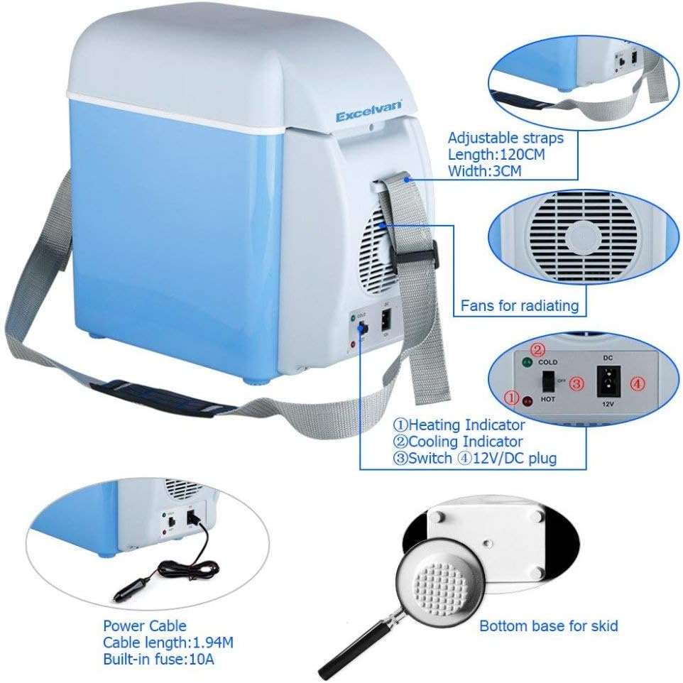 Jynxe Car Fridge Freezer Cooler Warmer 12V Mini Camping Refrigerator 7.5L,