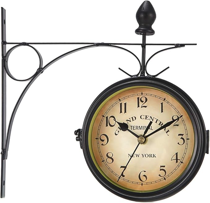 DynaLiving Wall Clock Double Sided, Station Clock Vintage Wall Mount