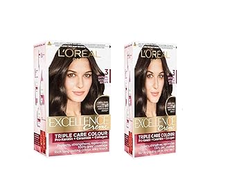 Excellence creme 3 Natural Hair Color (Darkest Brown, 100 g, 72 ml, 24 ml, 26 g) - Pack of 2