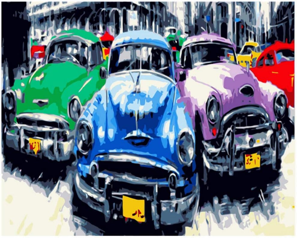 WZXHN Painting By Numbers DIY Painted graffiti car Still life Canvas