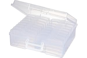 novelinks Transparent 4" x 6" Photo Organizers and Photo Storage Box with Handle, 16 Inner Photo Cases, Portable Picture Organizers & Photo Storage Containers (Clear)