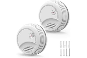 XUK 2 Pack Smoke Detector, Photoelectric Sensor Battery-powered Fire Smoke Alarm, LED warning light 85 dB alarm sound, low battery warning, mute and test buttons, suitable for living rooms, bedrooms, etc.