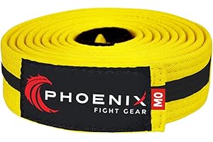 Phoenix Fight Gear Adult BJJ Belt for Jiu Jitsu, Brazilian Jiu Jitsu Belt with Ranking Sleeve Bar, IBJJF Competition Approved