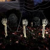 Halloween Skeleton Arm Stakes Decorations, 3-Piece Arms with 2 Chains | Realistic Skeleton Arm Stake & Chain for Groundbreaker Outdoor Party Yard Lawn Garden Graveyard Haunted House Decor
