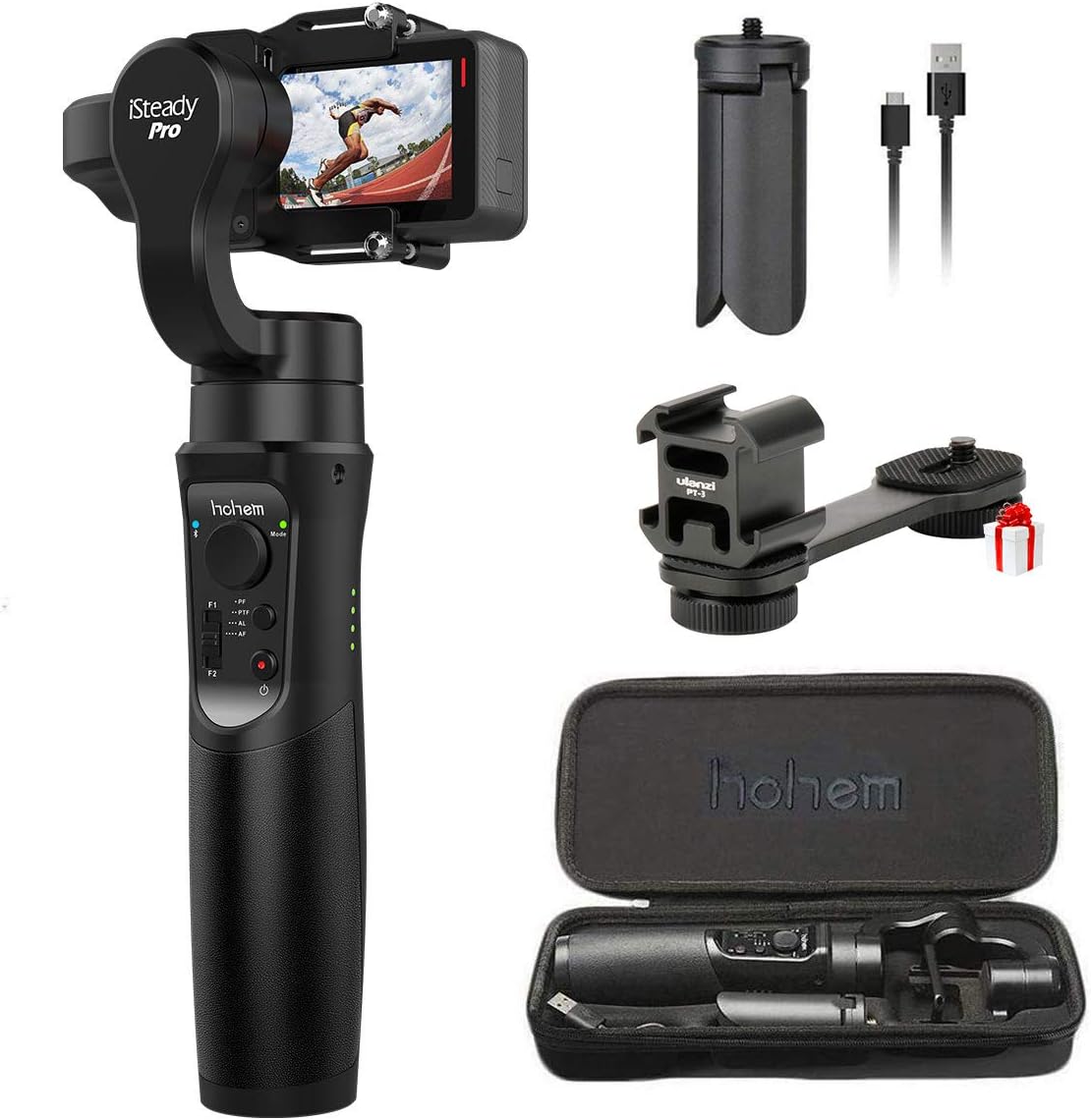 Hohem iSteady Pro 3-Axis Handheld Gimbal for DJI OSMO Action Gopro Hero 7 6 5 4 3, Sony RXO, SJCAM, YI Cam, AEE ,3-Axis GoPro Gimbal Super Lightweight Auto Panorama- with FREE Gopro Extension Stick