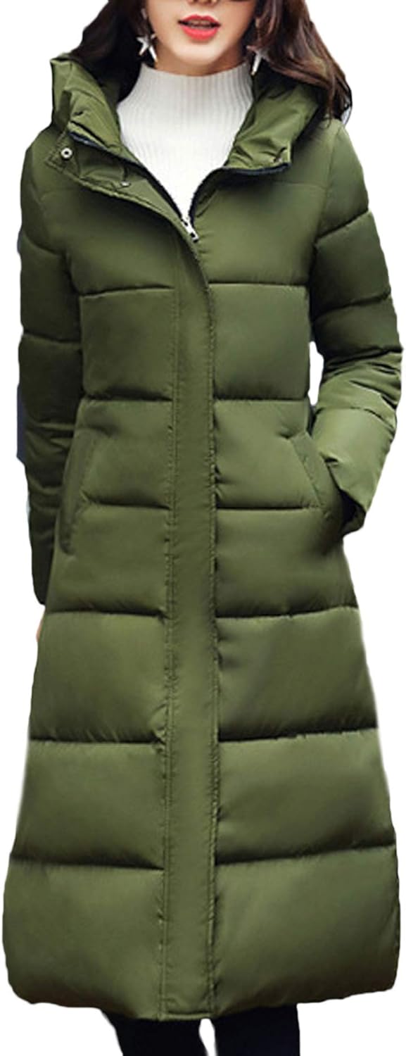 HaiDean Ladies Quilted Coat Long Fashion Winter Glamorous Simple Locker Oversize Winter Parka